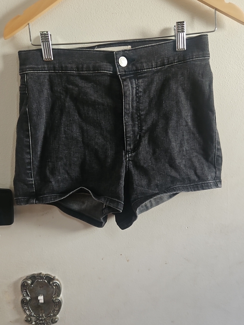 Garage Dark Gray High-Rise Denim Shorts